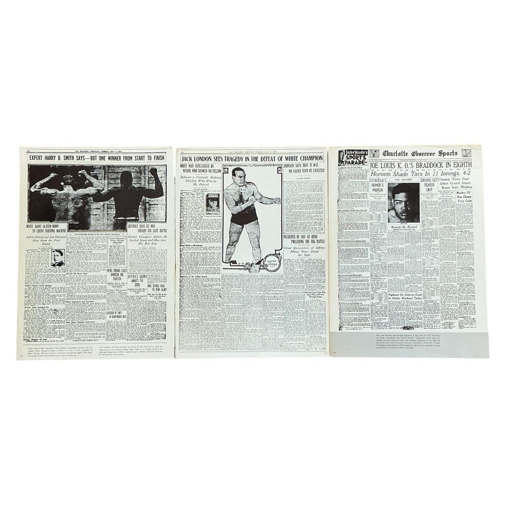 Vintage Historical Newspaper Reprints Lot of 6 Front Page Replicas‎ Boxing